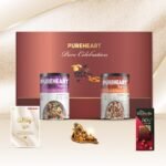 PUREHEART Pure Celebration Premium Wedding Gift Box | Dry Fruits Gift Hamper For Couples | Cherokee Trail Mix (230g) and Salt & Sweet Nutmix (200g) | Bournville Chocolate & Wishing Card | Ganpati Diya - Fast Shipping to USA & Canada