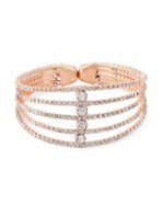ZAVERI PEARLS Rose Gold Tone Dazzling Austrian Diamonds Embellished Party Bling Cuff Bracelet For Women-ZPFK12103 - Fast Shipping to USA & Canada