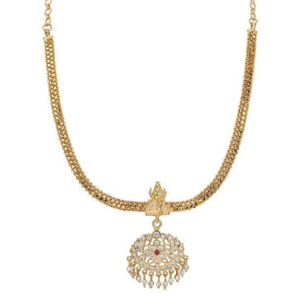 Sasitrends Gold Plated Brass and American Diamond Necklace for Women & Girls - Fast Shipping to USA & Canada