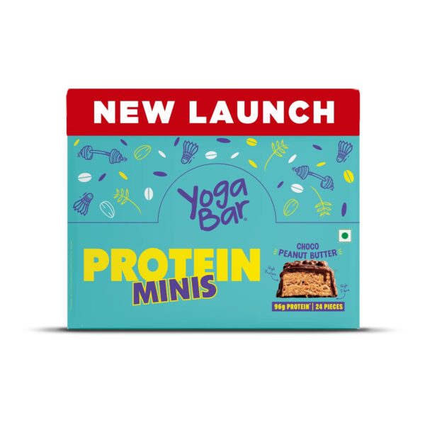 Yogabar Protein Minis, 4g Protein Bar (24 Bars, Choco Peanut Butter) | Dark Chocolate Bar with no Trans Fat | Healthy Snacks for Kids & Adults | Peanut filled Chocolate Box | Rich in Protein & Fiber - Fast Shipping to USA & Canada