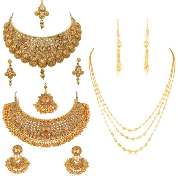 Sukkhi Gold Plated Combo Necklace Set - Fast Shipping to USA & Canada