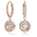 Swarovski Women's Una Drop Earrings, Round Cut, White, Rose Gold-Tone Plated - Fast Shipping to USA & Canada