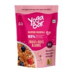 Yogabar Muesli Fruit and Nuts - Wholegrain Breakfast Cereals with Oats and Dry Fruits, High in Omega 3, Gluten Free Granola with Chia and Flax Seeds (500g - Pack of 1) - Fast Shipping to USA & Canada