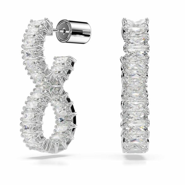 Swarovski Women Hyperbola Infinity Hoop Earrings, White, Rhodium Plated - Fast Shipping to USA & Canada