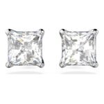 Swarovski Women's Attract Stud Earrings, Square Cut, White, Rhodium Plated - Fast Shipping to USA & Canada