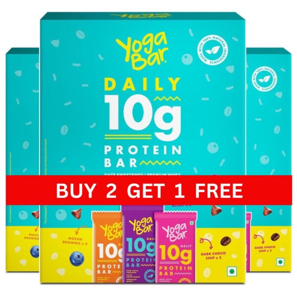 Yogabar Variety Pack 10 grams Protein Bars [Pack of 18], Protein Blend & Premium Whey - Fast Shipping to USA & Canada