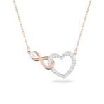 Swarovski Infinity Necklace, Infinity And Heart, White, Mixed Metal Finish For Womens - Fast Shipping to USA & Canada