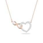 Swarovski Infinity Necklace, Infinity And Heart, White, Mixed Metal Finish For Womens - Fast Shipping to USA & Canada