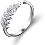 Karatcart Platinum Plated Elegant Austrian Crystal Adjustable Leaf Ring for Women and Girls - Fast Shipping to USA & Canada