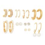 Fashion Frill Earrings For Women Fashion Western Earrings Set AD Geometric Gold Plated Studs Drop Earrings For Women Girls Stylish Latest Fancy Earrings Set Combo Gift For Gift For Girlfriend Gifts Jewellery - Fast Shipping to USA & Canada