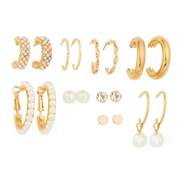 Fashion Frill Earrings For Women Fashion Western Earrings Set AD Geometric Gold Plated Studs Drop Earrings For Women Girls Stylish Latest Fancy Earrings Set Combo Gift For Gift For Girlfriend Gifts Jewellery - Fast Shipping to USA & Canada