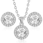 Peora Cubic Zirconia Studded Pendant Necklace Earrings Set Contemporary Jewellery for Women & Girls - Fast Shipping to USA & Canada