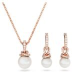 Swarovski Women Originally Pendant And Earrings Set, White, Rose Gold-Tone Plated - Fast Shipping to USA & Canada