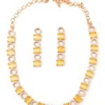 Sasitrends Rhodium Rose Gold Plated AD American Diamond Studded Necklace with Earrings Jewellery Set for Women and Girls - Fast Shipping to USA & Canada