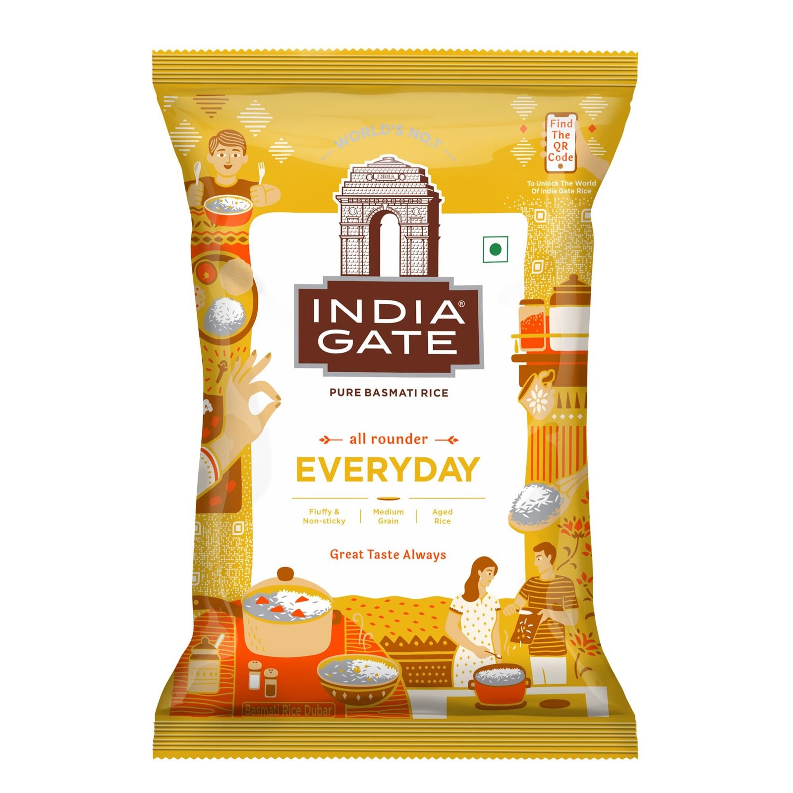 71SSk6K4GuL.jpg India Gate Everyday Raw and Aged Basmati Rice 1Kg - Fast Shipping to USA & Canada - Image 1
