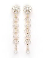 KARATCART Gold-Plated Pearl and CZ Studded Floral Drop Earrings for Women - Fast Shipping to USA & Canada