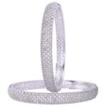 Ratnavali Jewels Brass Silver Plated and Cubic Zirconia Bangles for Women & Girls - Fast Shipping to USA & Canada