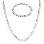 Fashion Frill Designer Silver Stainless Steel Chain With Bracelet Jewellery For Men/Boys - Fast Shipping to USA & Canada