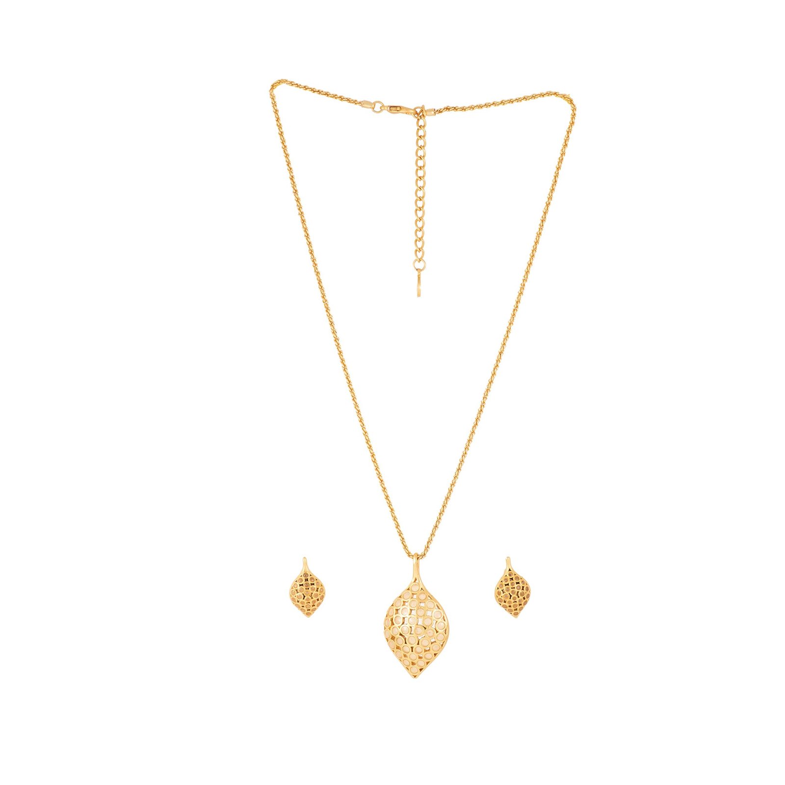 71V4Haqwn4L.jpg Estele 24 Kt Gold Plated Shell Chain Necklace Set for Women - Fast Shipping to USA & Canada - Image 1