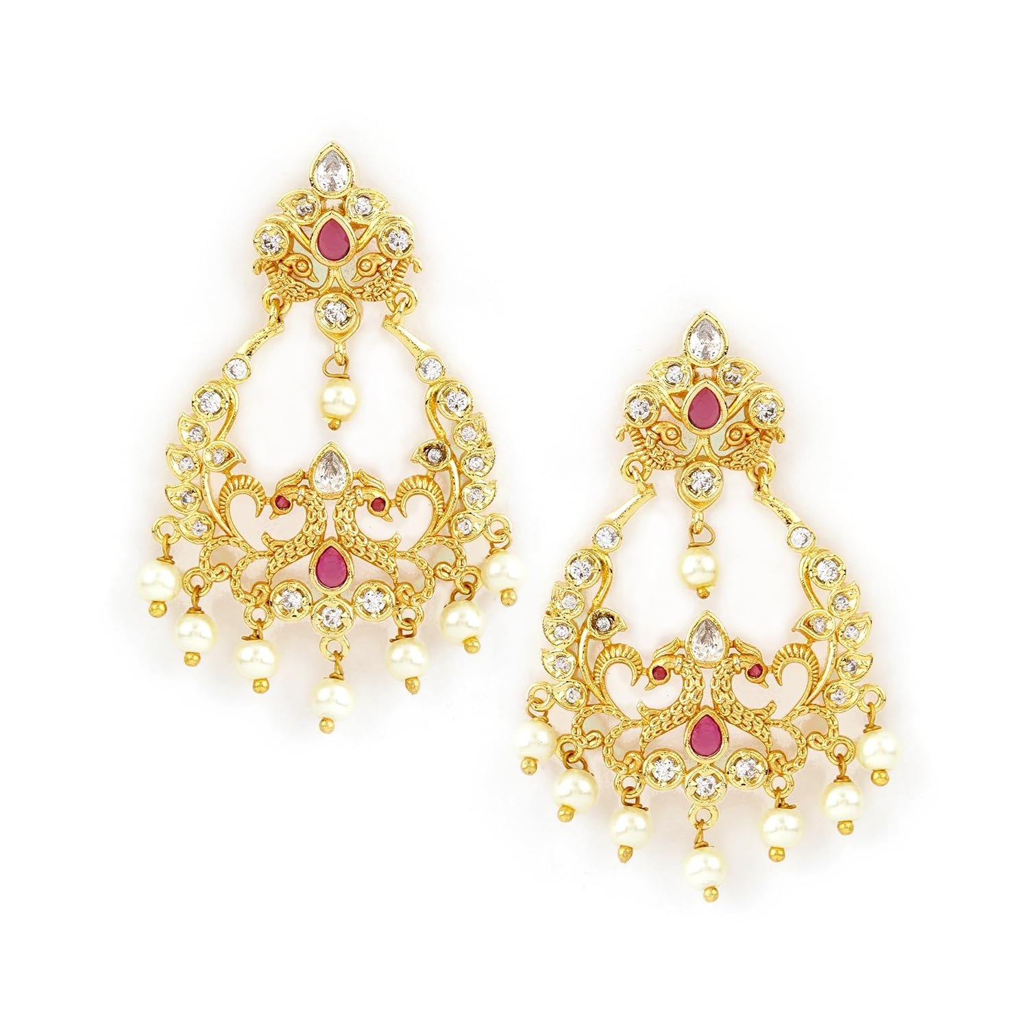 71VNaWVVDwL.jpg Rubans Festive Chandbali Earrings for Women & Girls ? Handcrafted, Temple-Inspired & Wedding Wear Jewelry Collection - Fast Shipping to USA & Canada - Image 1
