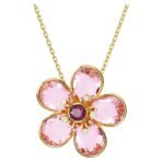 SWAROVSKI Womens Idyllia Pendant, Flower, Small, Pink, Gold-Tone Plated - Fast Shipping to USA & Canada