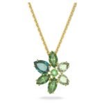 SWAROVSKI Womens Gema Pendant, Mixed Cuts, Flower, Green, Gold-Tone Plated - Fast Shipping to USA & Canada