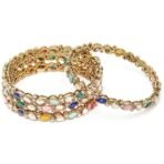 Karatcart Set of 4 Gold Plated Drop Shape Multicolor Stone Studded Bangles for Women - Fast Shipping to USA & Canada