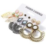 Shining Diva Fashion 6 Pairs Combo Stylish Drop Earrings for Women (Silver Gold)(9919er) - Fast Shipping to USA & Canada