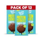 Yogabar Protein Biscuits, Choco Dip, Made with Aashirvaad Atta and Sattu, Pack of 12 (48 Cookies) - Fast Shipping to USA & Canada