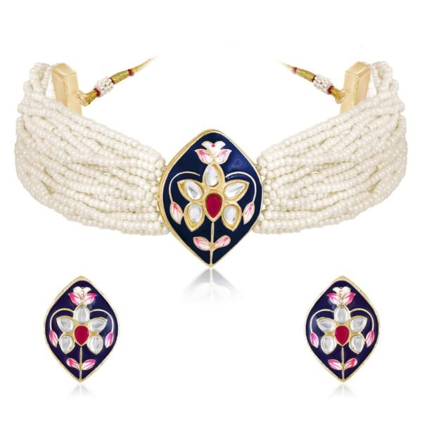 Peora Gold Plated Synthetic Stone & Beads Studded Necklace Earrings Set Ethnic Fashion Jewellery Gift for Women & Girls - Fast Shipping to USA & Canada