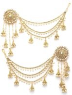 Sukkhi Gold Plated Multi Layer Pearls Ear Chain with Jhumki - Fast Shipping to USA & Canada