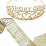YouBella Jewellery Stylish Birthday Sash and Crown - Pack of 2 Pcs | Birthday Girl Crown | Gifts for Best Friend/Sister - Fast Shipping to USA & Canada