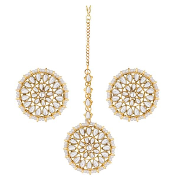 Peora Traditional Kundan Pearl Earring Maang Tikka Indian Jewellery Set Gift for Women - Fast Shipping to USA & Canada