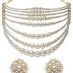 Karatcart Pearl Multilayer Beaded Choker Necklace Set for Women - Fast Shipping to USA & Canada