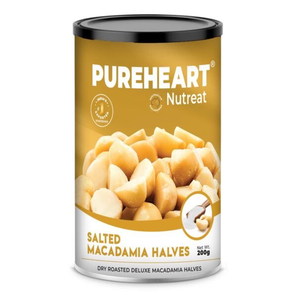 Pureheart Salted Macadamia Halves (200 gm) Premium Roasted Australian Split Macadamia Nuts, Rich in Antioxidants Exotic and Crunchy Dry Fruits, Ideal Snacks, No Additives - Fast Shipping to USA & Canada