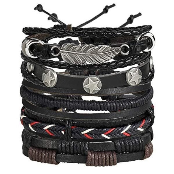 Shining Diva Fashion Genuine Leather Bracelet Wraps Casual Skin Friendly Bracelets for Men Boys - Fast Shipping to USA & Canada