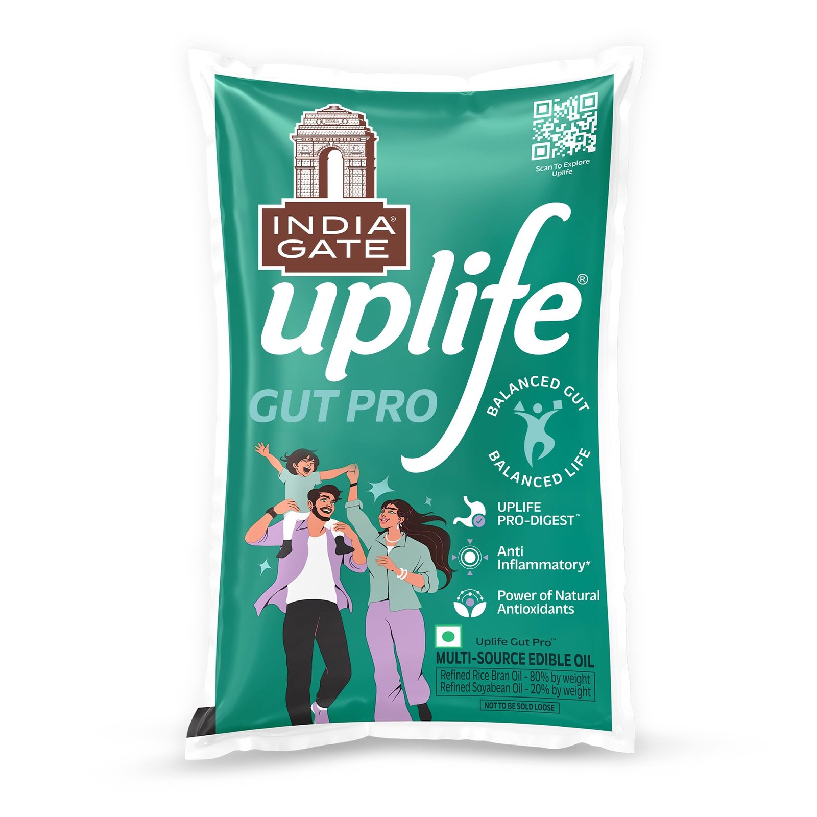 71dDyPwpK9L.jpg India Gate Uplife Gut Pro- Balanced Gut Blended Cooking Oil 1 Ltr - Fast Shipping to USA & Canada - Image 1