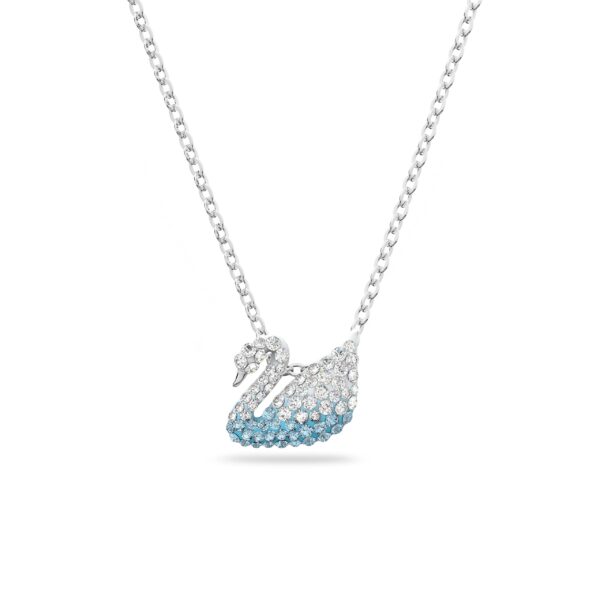 SWAROVSKI Crystal Authentic Iconic Swan Pendant Necklace, Small, Multi Colored, Rhodium Plated - Hypoallergenic Fancy Jewelry and Everyday Fashion Accessory - Nickel Free Sparkly Jewelry for Women - Fast Shipping to USA & Canada