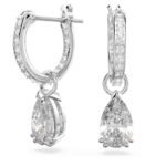Swarovski Women Millenia Hoop Earrings, Pear Cut, White, Rhodium Plated - Fast Shipping to USA & Canada