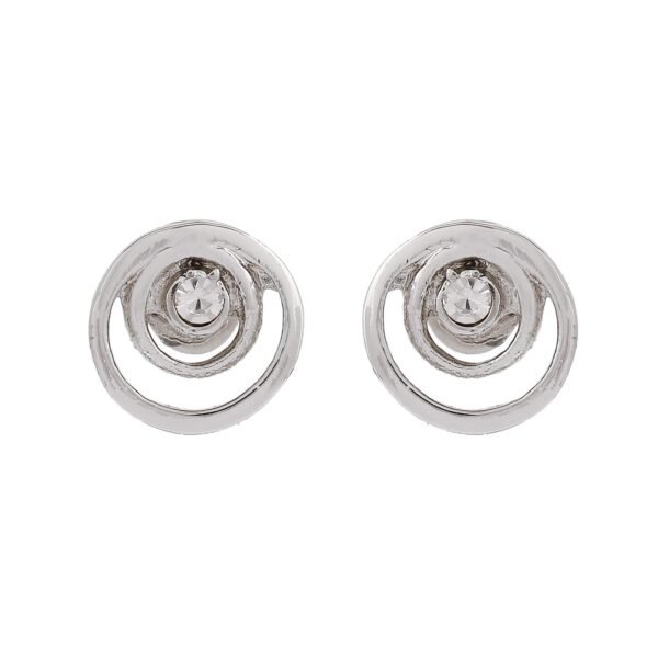 Estele Women's Gehena - Rhodium Tone Circle Concentric Stud Earrings - Fast Shipping to USA & Canada