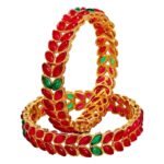 YouBella Jewellery Traditional Gold Plated Red Bracelet Bangles Set for Girls and Women - Fast Shipping to USA & Canada