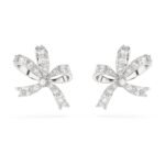 Swarovski Women Volta Stud Earrings, Bow, Small, White, Rhodium Plated - Fast Shipping to USA & Canada