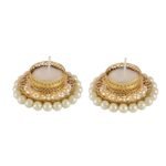 Accessher Traditional Pearl Embedded Diya/Candle Holders (Pack of 2) - Fast Shipping to USA & Canada
