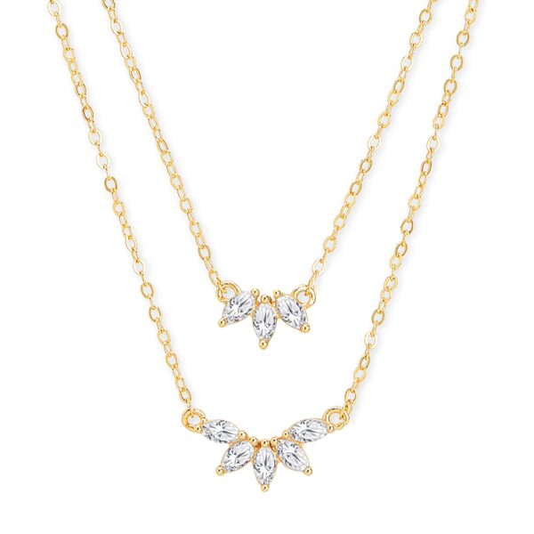 MINUTIAE Double Layer Chain Necklace Flower Cut Diamond Pendant Austrian Cubic Zirconia Extendable Chain for Women & Girls - Fast Shipping to USA & Canada
