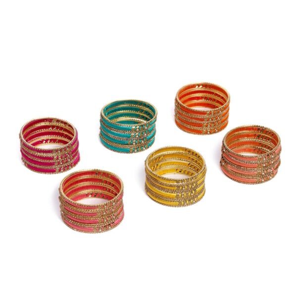 ACCESSHER Jewellery Bridal set 6 colors of silk thread colorful multicolor matching bangles for women and girls - Fast Shipping to USA & Canada