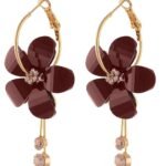 Yellow Chimes Earrings for Women and Girls | Fashion Multicolor Stone Studded Hoops | Gold Plated Earring | Floral Shaped Western Hoop Earrings | Accessories Jewellery for Women | Birthday Gift for Girls and Women Anniversary Gift for Wife - Fast Shipping to USA & Canada