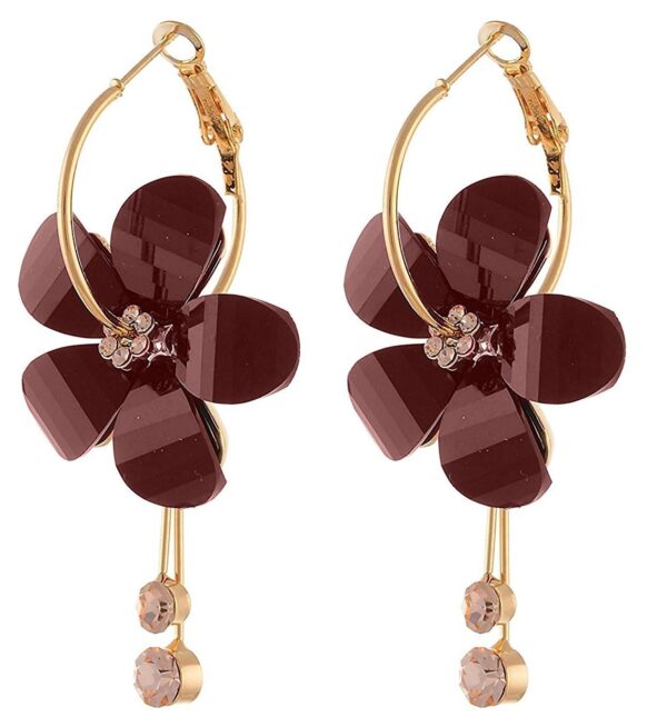 Yellow Chimes Earrings for Women and Girls | Fashion Multicolor Stone Studded Hoops | Gold Plated Earring | Floral Shaped Western Hoop Earrings | Accessories Jewellery for Women | Birthday Gift for Girls and Women Anniversary Gift for Wife - Fast Shipping to USA & Canada