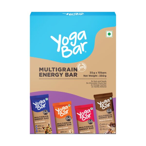 Yogabar Multigrain Energy Bar Variety Pack, 10 Bar, Healthy Diet with Fruits, Nuts, Oats and Millets, Gluten Free, Crunchy Granola Bars, Packed with Chia and Sunflower Seeds (10 Bar) - Fast Shipping to USA & Canada