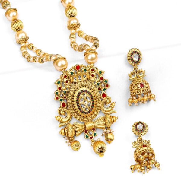 Rubans 22K Gold-Plated Handcrafted Stone Studded Artificial Jewelry Set - Fast Shipping to USA & Canada