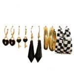 Fashion Frill Stylish Earrings Set For Women Black Heart Key Gold Plated Western Earrings Gift For Sister - Fast Shipping to USA & Canada